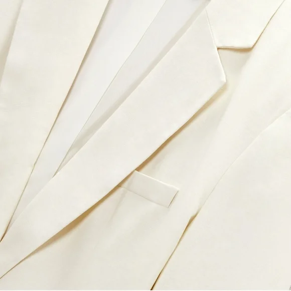 Zara Ecru Linen Blend Belted One Button Blazer - Picture 5 of 16